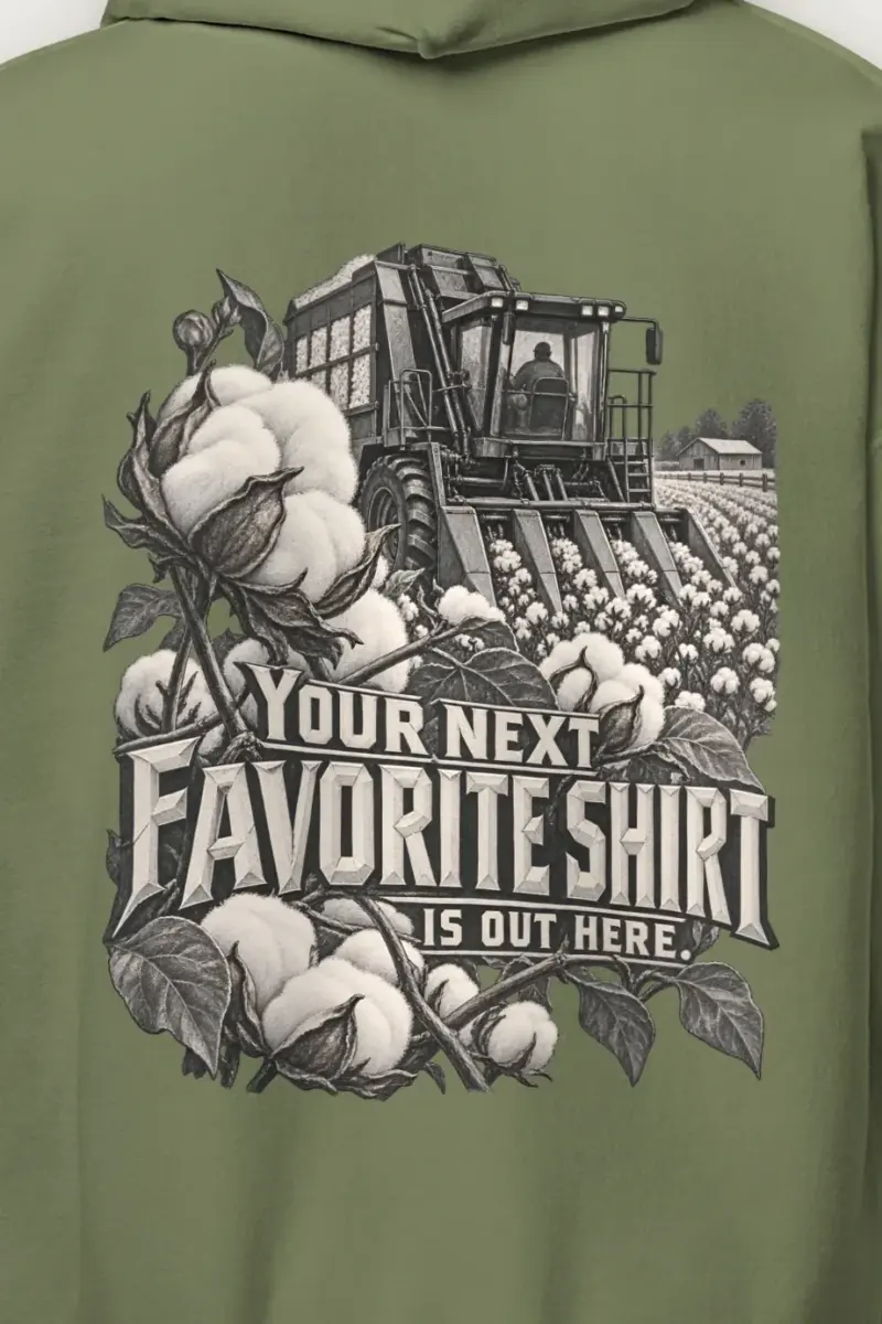 "Your Next Favorite Shirt" Heavy Blend Unisex Pullover Hoodie - the graphic up close